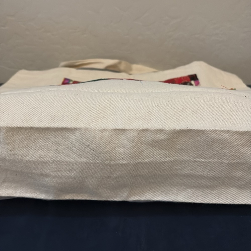 Christmas Themed Hand Crafted Upcycled reusable tote, with quilted top - Picture 4 of 5